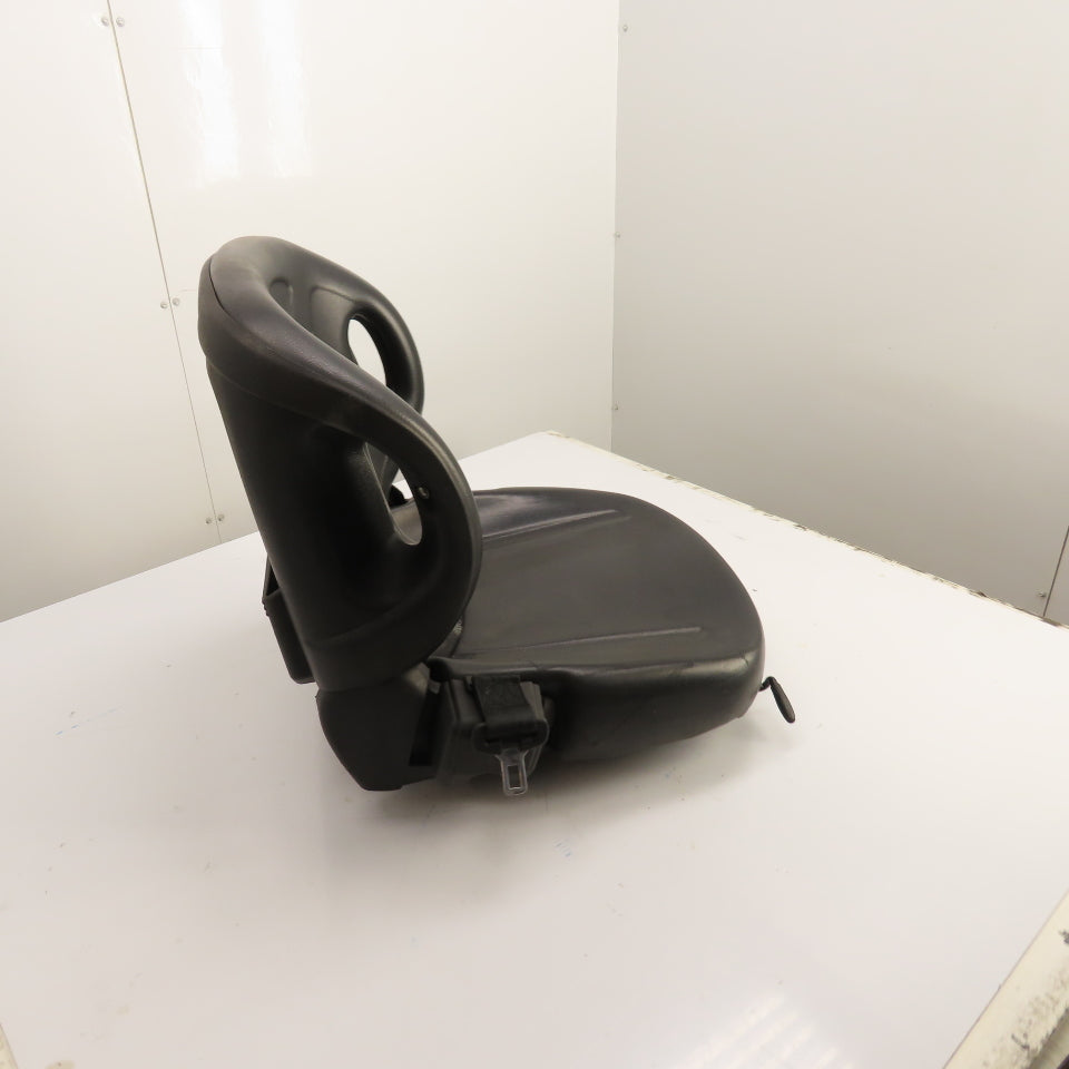 Black Universal Forklift Seat W/ Retractable Seatbelt & Slides, Adjustable Back