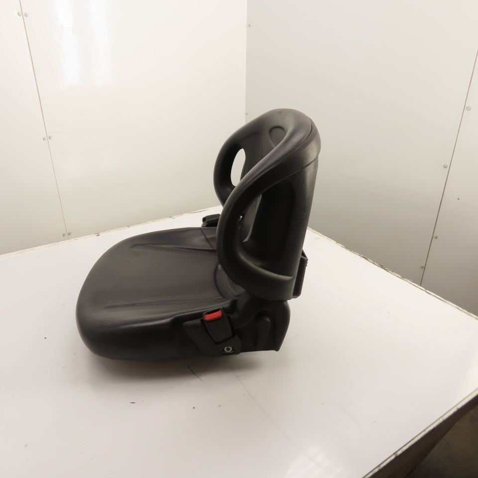 Black Universal Forklift Seat W/ Retractable Seatbelt & Slides, Adjustable Back