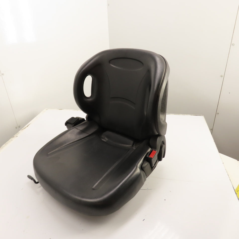 Black Universal Forklift Seat W/ Retractable Seatbelt & Slides, Adjustable Back