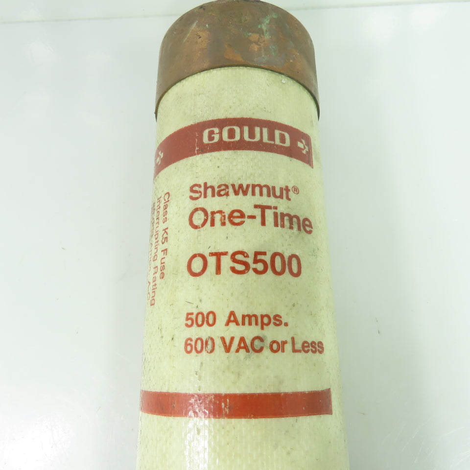 Gould Shawmut OTS500 500A 600VAC One-Time Class K5 Cartridge Fuse
