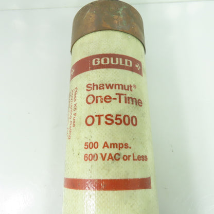 Gould Shawmut OTS500 500A 600VAC One-Time Class K5 Cartridge Fuse