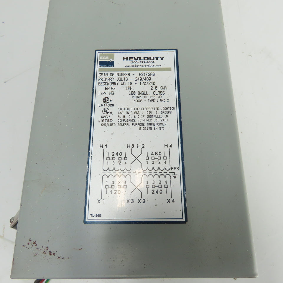 Sola Hevi-Duty HS1F2AS General Purpose Transformer 2KVA 240/480V Pri 120/240VSec