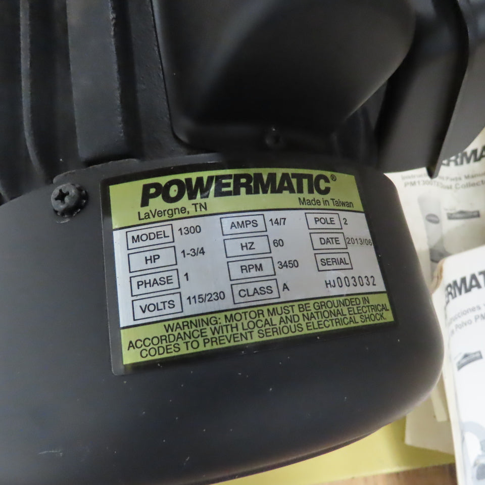 Powermatic 1791078 PM1300TX 1-3/4HP TurboCone Dust Collector 115/230V 1Ph