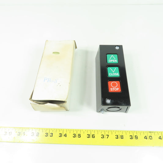 Eastern Motor Controls PBS-3 3-Push Button Station Open/Close/Stop 5A 240VAC NEW