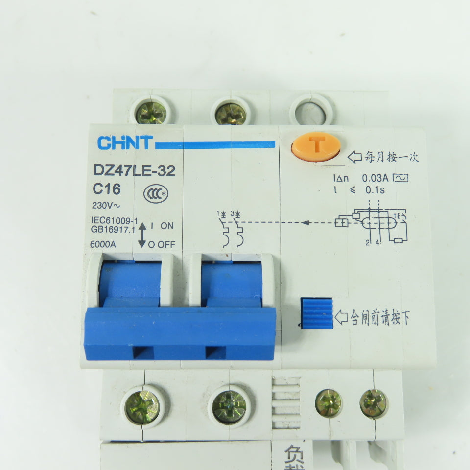 CHNT DZ47LE-32 16A 230V 1P+N RCBO Residual Current Circuit Breaker