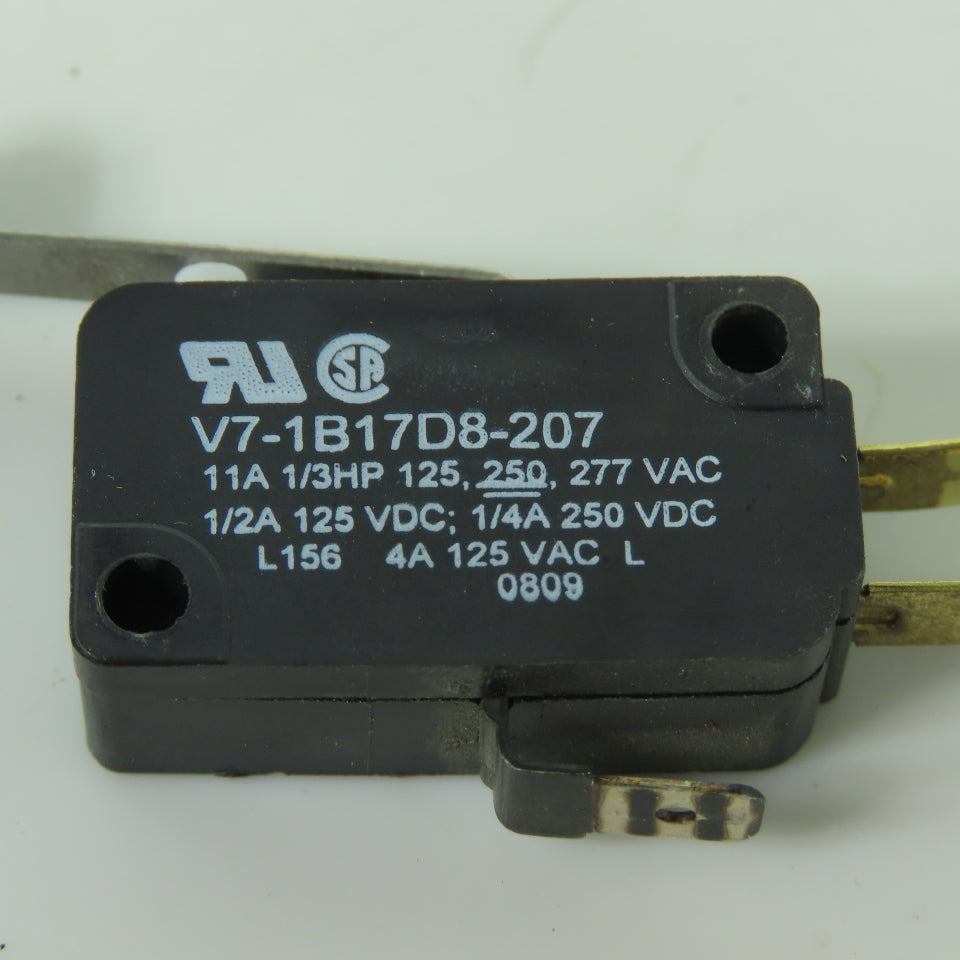 Honeywell V7-1B17D8-207 Roller Lever Micro Switch 11A 277VAC W/ Mounting Plate