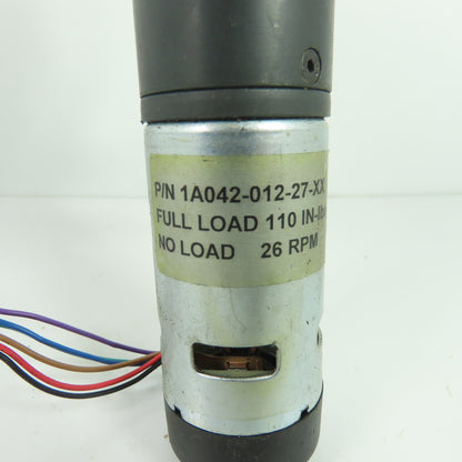 1A042-012-27-XX High Torque DC Gear Motor 26 RPM 110 IN-lb 5A 294:1 Ratio