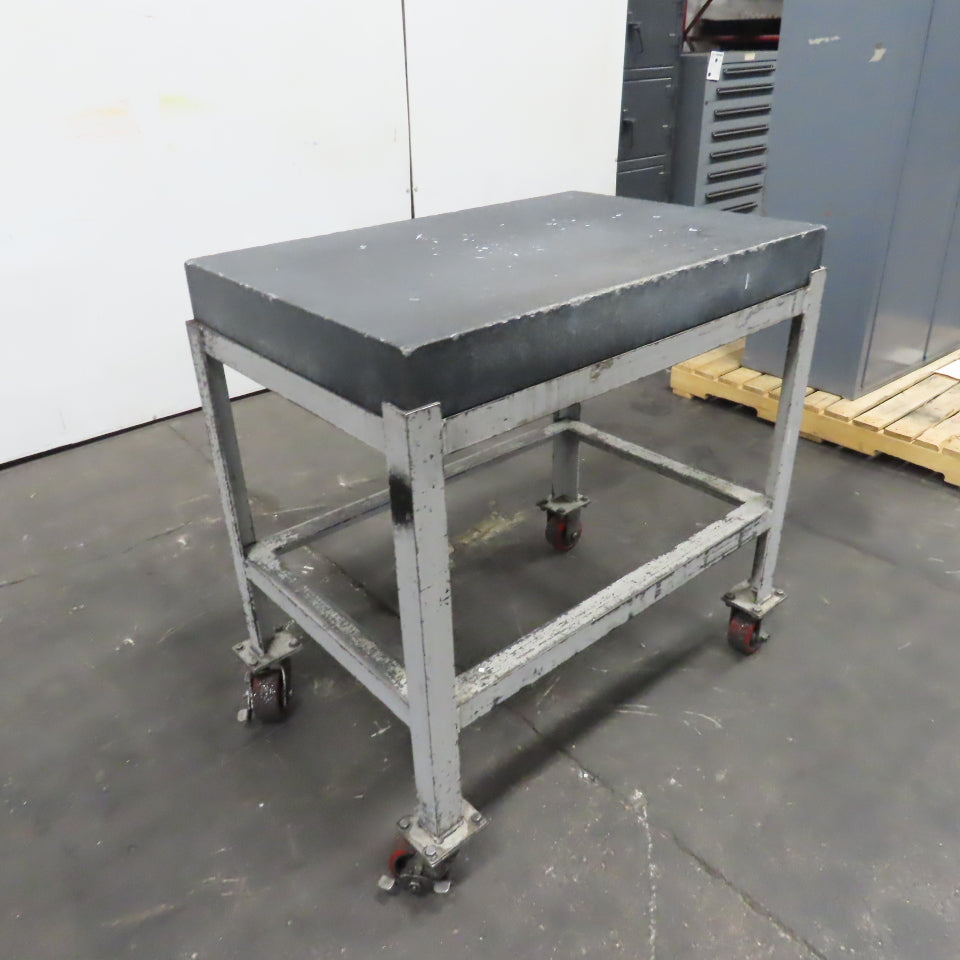 Black Granite Surface Inspection Plate 36" x 24" x 4" W/ Casters