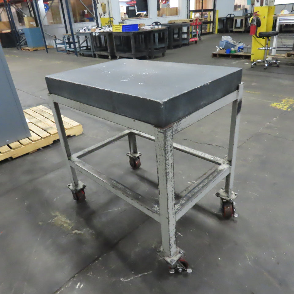 Black Granite Surface Inspection Plate 36" x 24" x 4" W/ Casters
