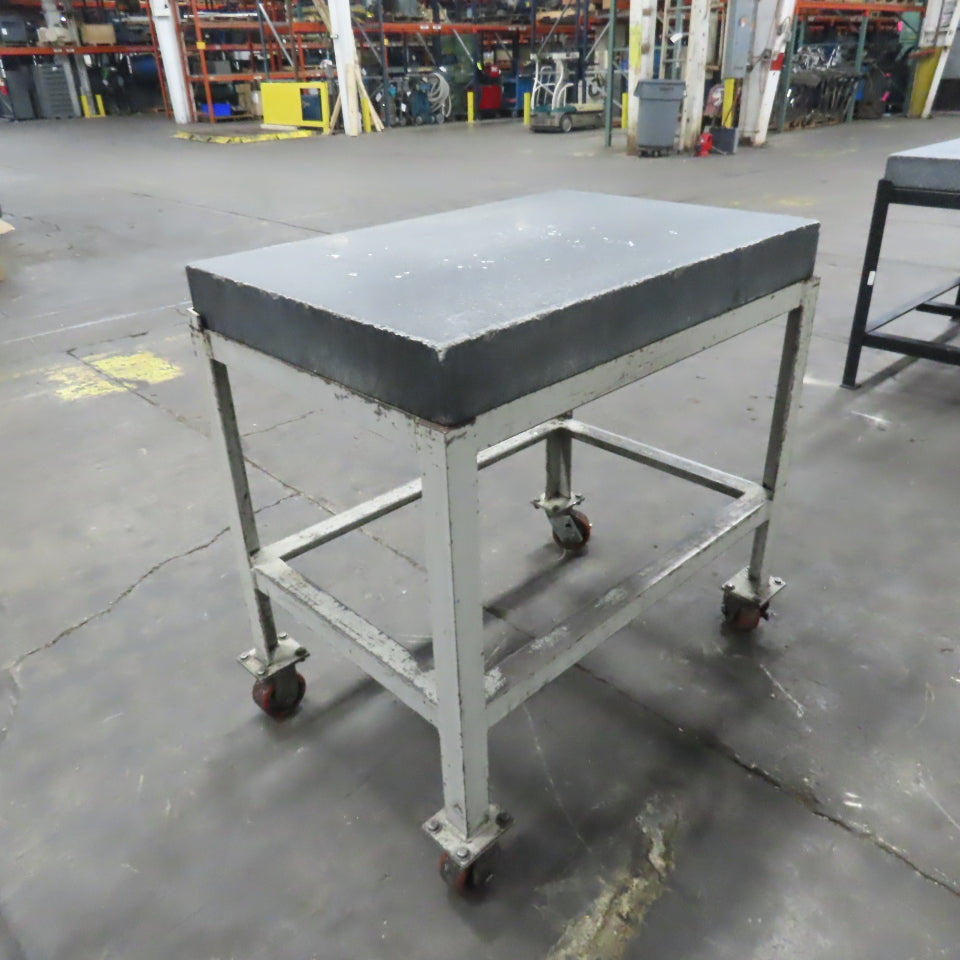 Black Granite Surface Inspection Plate 36" x 24" x 4" W/ Casters