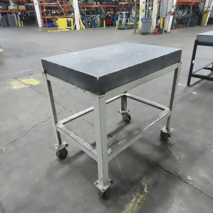 Black Granite Surface Inspection Plate 36" x 24" x 4" W/ Casters