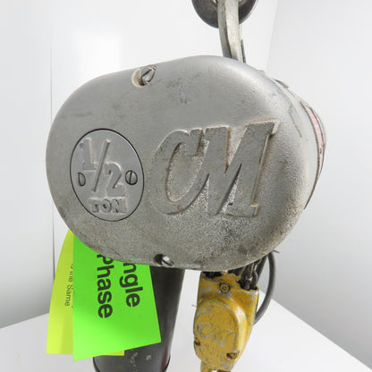 CM Lodestar Model E 1/2 Ton Electric Chain Hoist 220V 1Ph 8 FPM 10' Lift