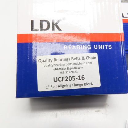 LDK UCF205-16 1" Self Aligning 4 Bolt Flange Bearing Block Lot Of 4