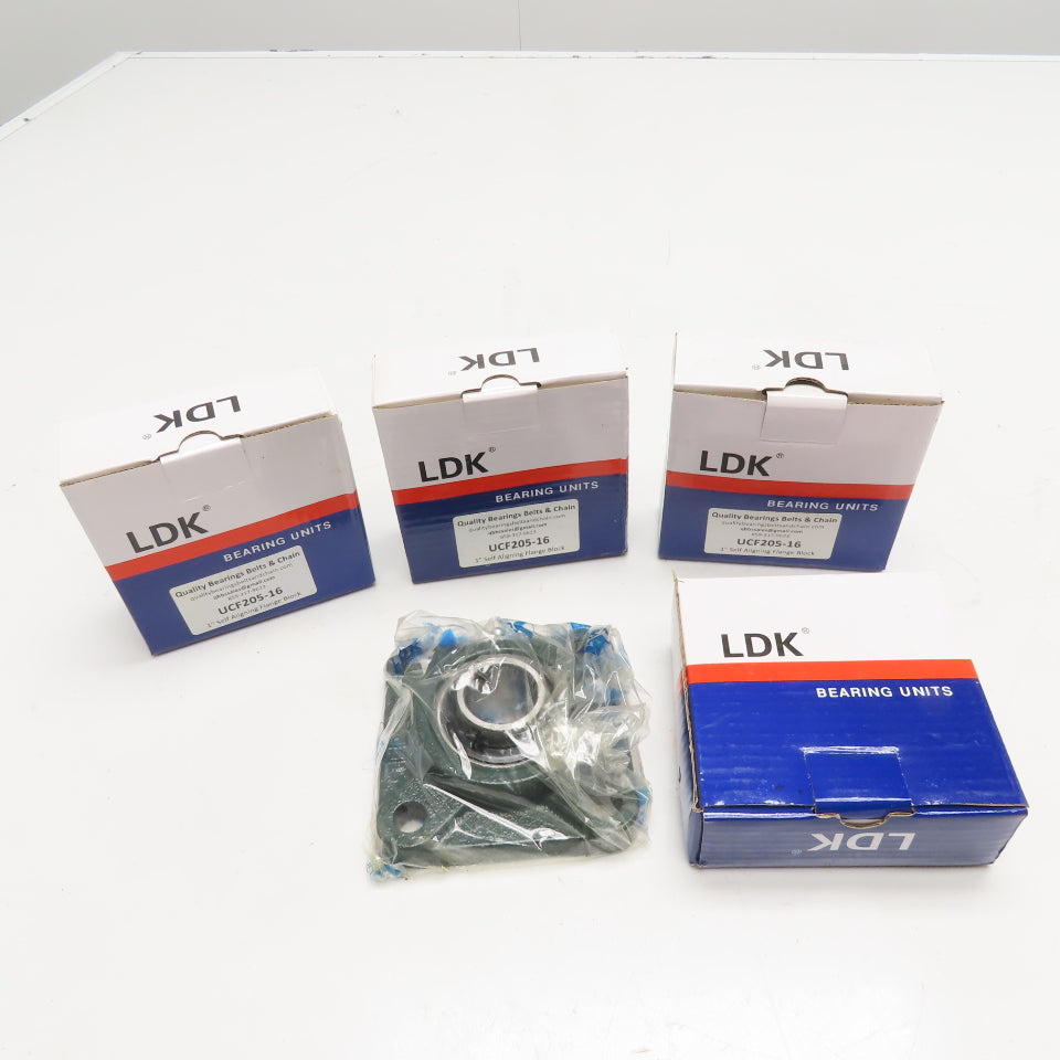 LDK UCF205-16 1" Self Aligning 4 Bolt Flange Bearing Block Lot Of 4