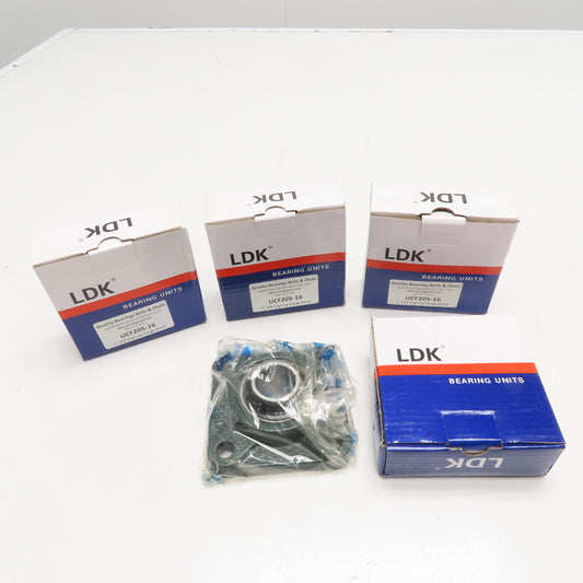 LDK UCF205-16 1" Self Aligning 4 Bolt Flange Bearing Block Lot Of 4