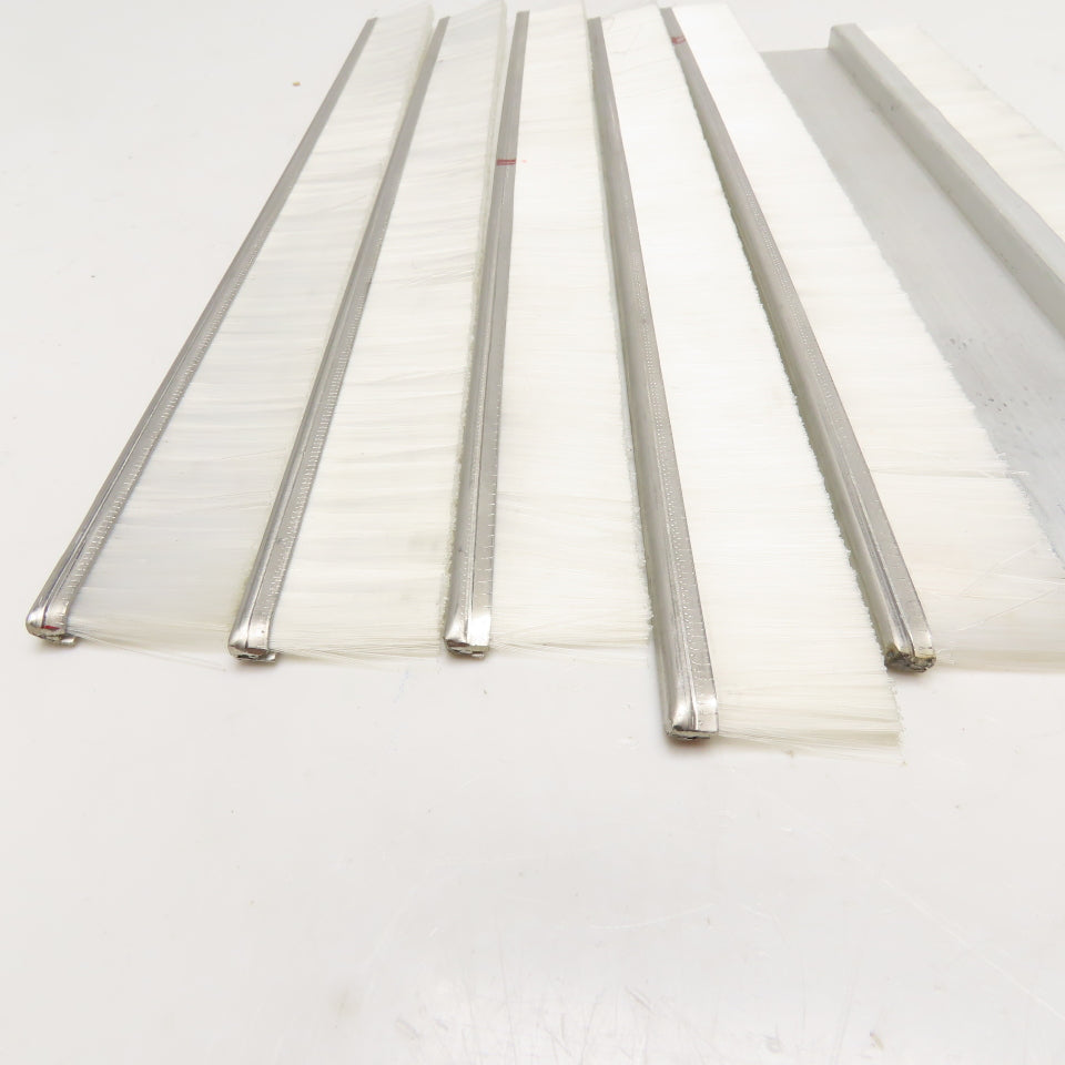 12" x 1" Nylon Bristle Brush Strip Extruded Aluminum Holder Lot Of 12