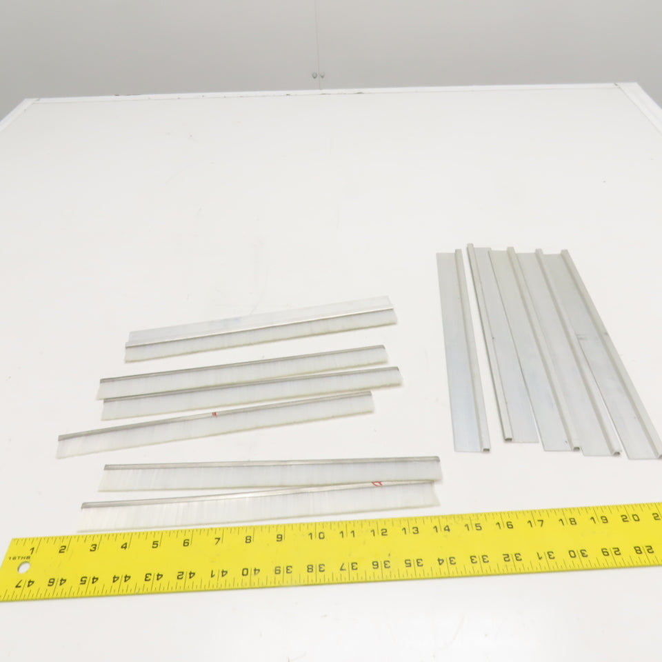 12" x 1" Nylon Bristle Brush Strip Extruded Aluminum Holder Lot Of 12