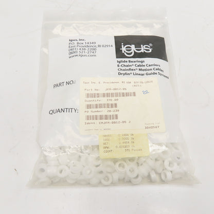 Igus JFM-0812-05 iglide 8mm x 12mm OD J Sleeve Bearing W/ Flange Lot Of 320