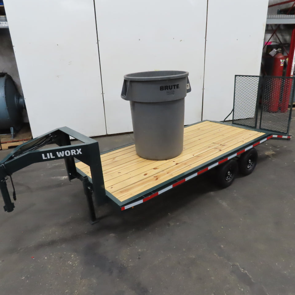 Lil Worx 74"x38" Kid Size Garden Tractor Goose Neck Trailer Working Lights Ramps