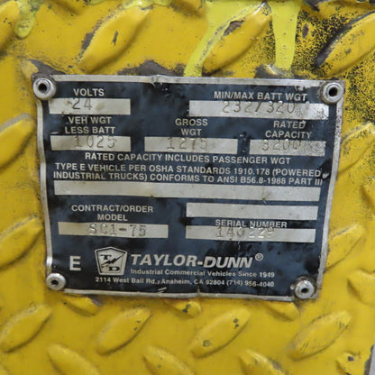 Taylor Dunn SC1-75 24V Electric Utility Stockchaser Ride On Cart 3200Lbs
