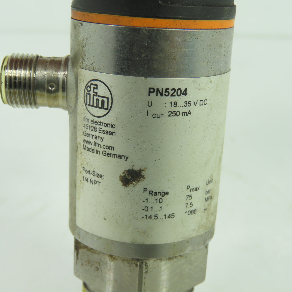 ifm electronic PN5204 Electronic Pressure Sensor 1/4 NPT 18-36VDC