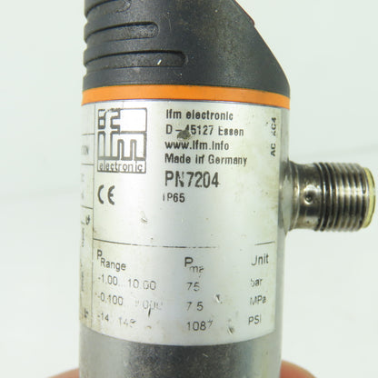 IFM PN7204 Electronic Pressure Sensor -14 to 145 PSI 18-36VDC