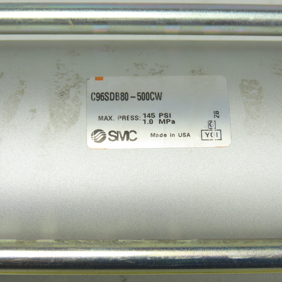 SMC C96SDB80-500CW Double Acting Air Cylinder 145 PSI Max 500mm Stroke 80mm Bore