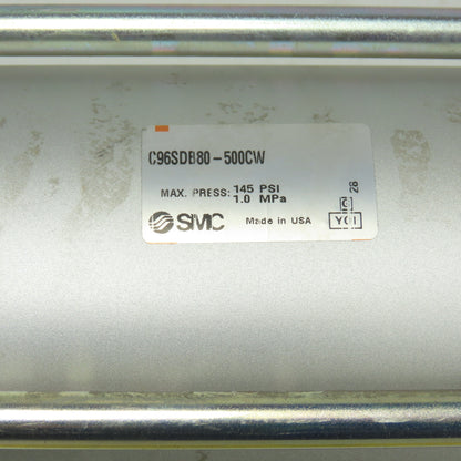 SMC C96SDB80-500CW Double Acting Air Cylinder 145 PSI Max 500mm Stroke 80mm Bore