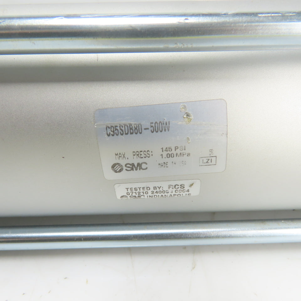 SMC C95SDB80-500W Double Acting Air Cylinder 500mm Stroke 80mm Bore 145PSI