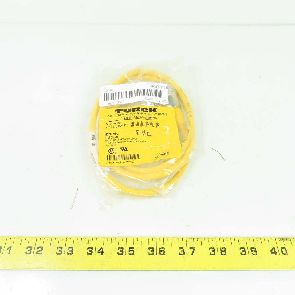 Turck RKC 4.4T-1-RSM 40 Mini Extension Cordset 250V 4A U5300-20 NEW ...
