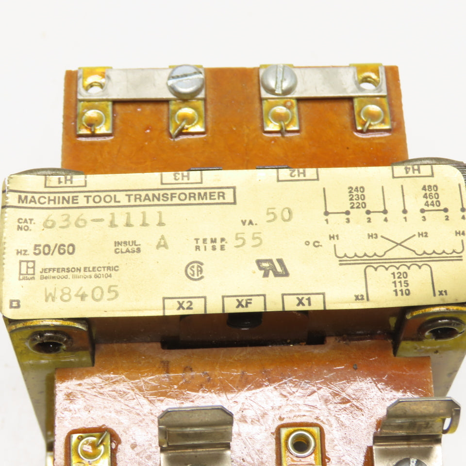 Jefferson Electric 636-1111 50VA Control Transformer 240/480V to 120V