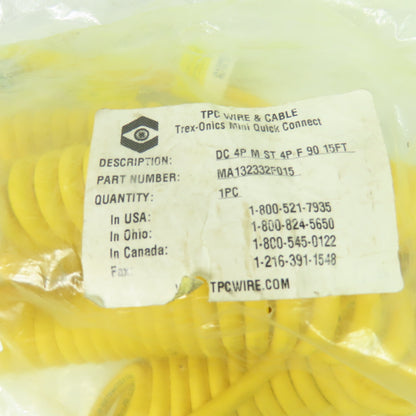 TPC Wire & Cable MA132332F015 Trex-Onics Mini Quick Connect DC 4-Pin 15ft Cable