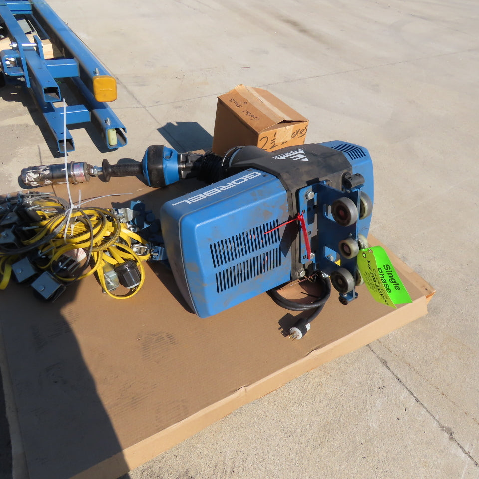 Gorbel Model Q 330Lbs 15' Runway 10' Travel Ceiling Mount Bridge Crane Hoist