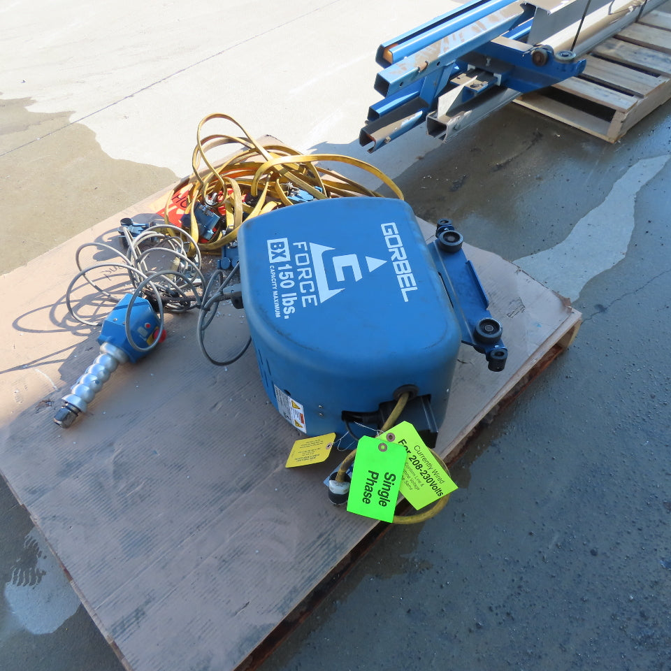Gorbel G-Force BX 150Lbs 20' Runway 15' Travel Ceiling Mount Bridge Crane Hoist
