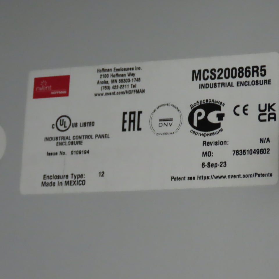 Hoffman Nvent MCS20086R5 Modular Single Door Control Enclosure 2000x800x600mm