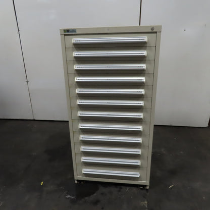 Stanley Vidmar 30" x 27-1/2" x 59" Tall 12 Drawer Tool Parts Storage Cabinet