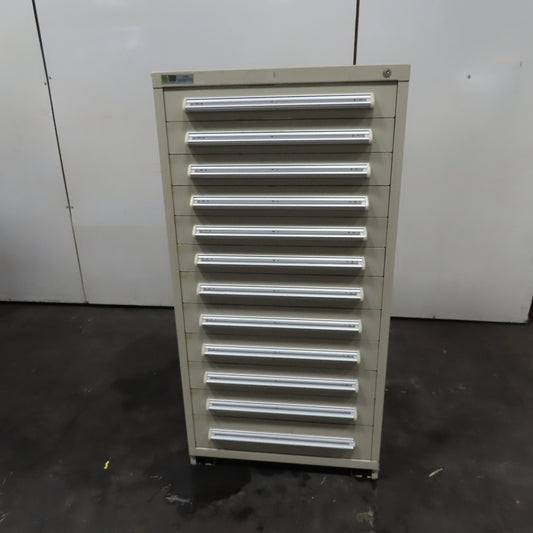 Stanley Vidmar 30" x 27-1/2" x 59" Tall 12 Drawer Tool Parts Storage Cabinet
