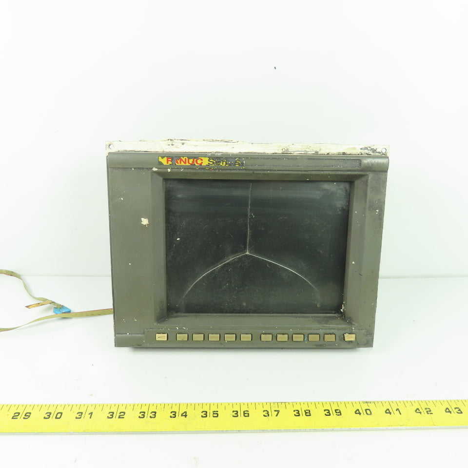 Fanuc A02B-0200-C050 9" CRT Monochrome Display Monitor (Cracked Screen)