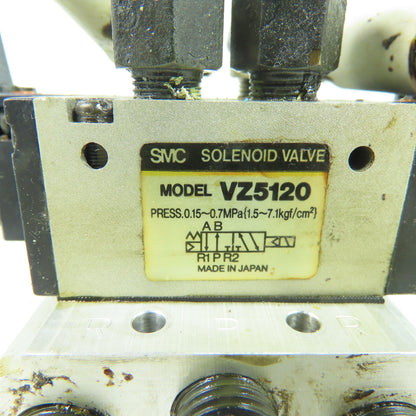 SMC VZ5120 5-Port Solenoid Valve on Manifold Block 24VDC