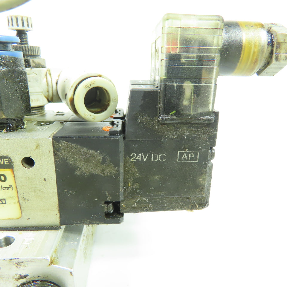 SMC VZ5120 5-Port Solenoid Valve on Manifold Block 24VDC