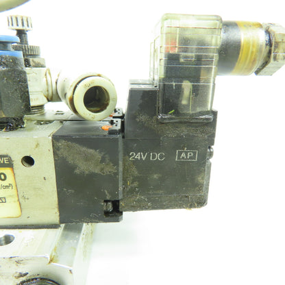 SMC VZ5120 5-Port Solenoid Valve on Manifold Block 24VDC