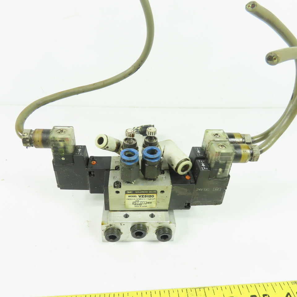 SMC VZ5120 5-Port Solenoid Valve on Manifold Block 24VDC