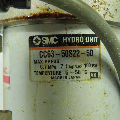 SMC CCVS22-5D CC63-50S22-5D Air Hydro Unit W/ CC Valve 100 PSI