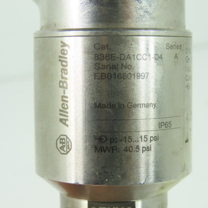 Allen-Bradley 836E-DA1CC1-D4 Solid State Pressure Sensor -15 to 15 psi 12-30VDC
