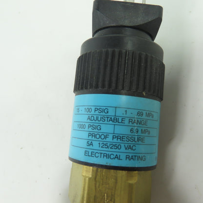 Wilkerson K18-02-D000 Adjustable Pressure Switch 15-100 PSIG 1/4" NPT