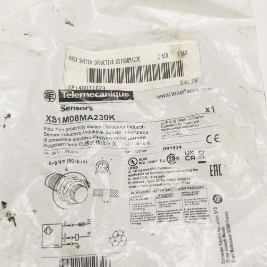 Telemecanique XS1M08MA230K M8 Inductive Proximity Switch 24-240V