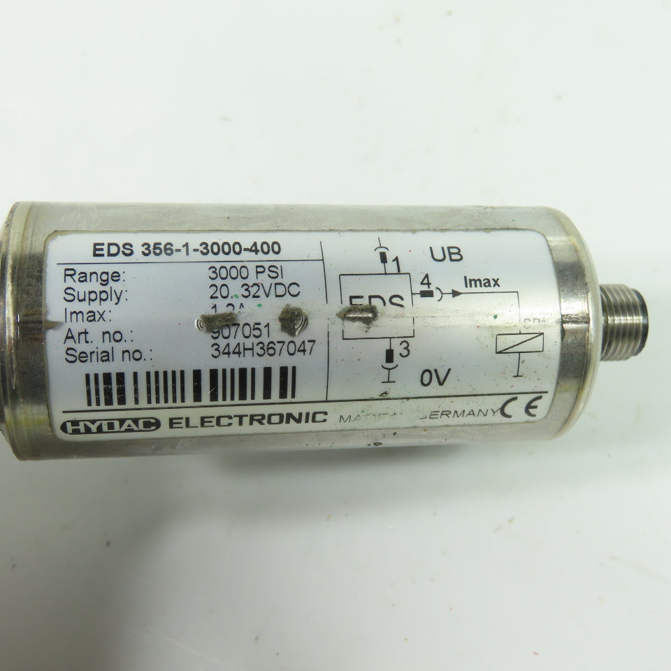 Hydac EDS 356-1-3000-400 Electronic Pressure Switch 3000 PSI 20-32VDC