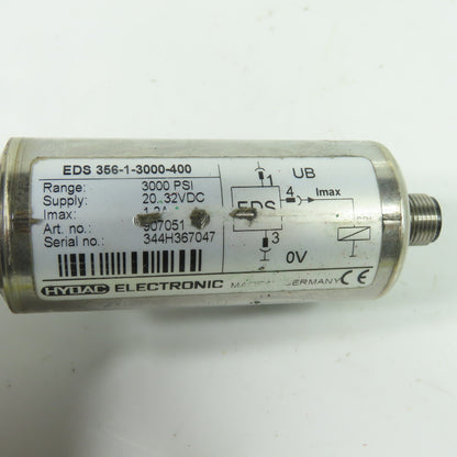 Hydac EDS 356-1-3000-400 Electronic Pressure Switch 3000 PSI 20-32VDC