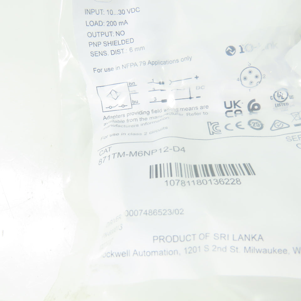 Allen Bradley 871TM-M6NP12-D4 Inductive Proximity Sensor 10-30VDC PNP 6mm NEW