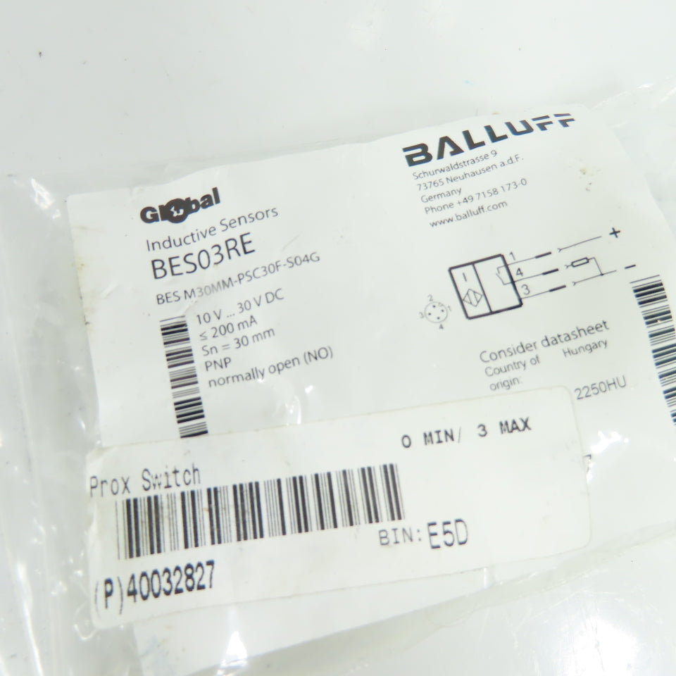 Balluff BES M30MM-PSC30F-S04G BES03RE Inductive Proximity Sensor PNP 10-30VDC